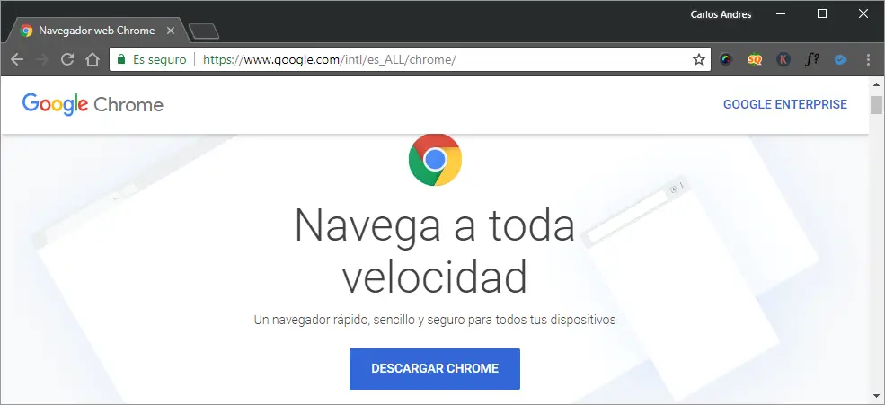 Ventana principal de Google Chrome 