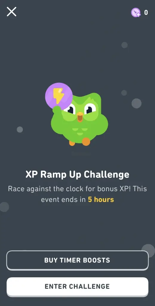 XP Ramp Up en Duolingo para iOS